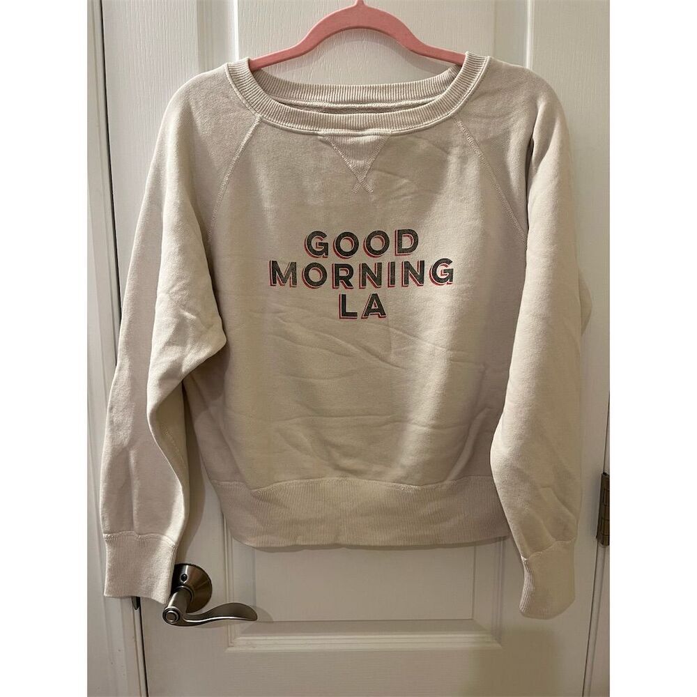 🆕Nili Lotan Women's Sweatshirt Vintage Style Crew Neck “Good Morning LA" Sz S